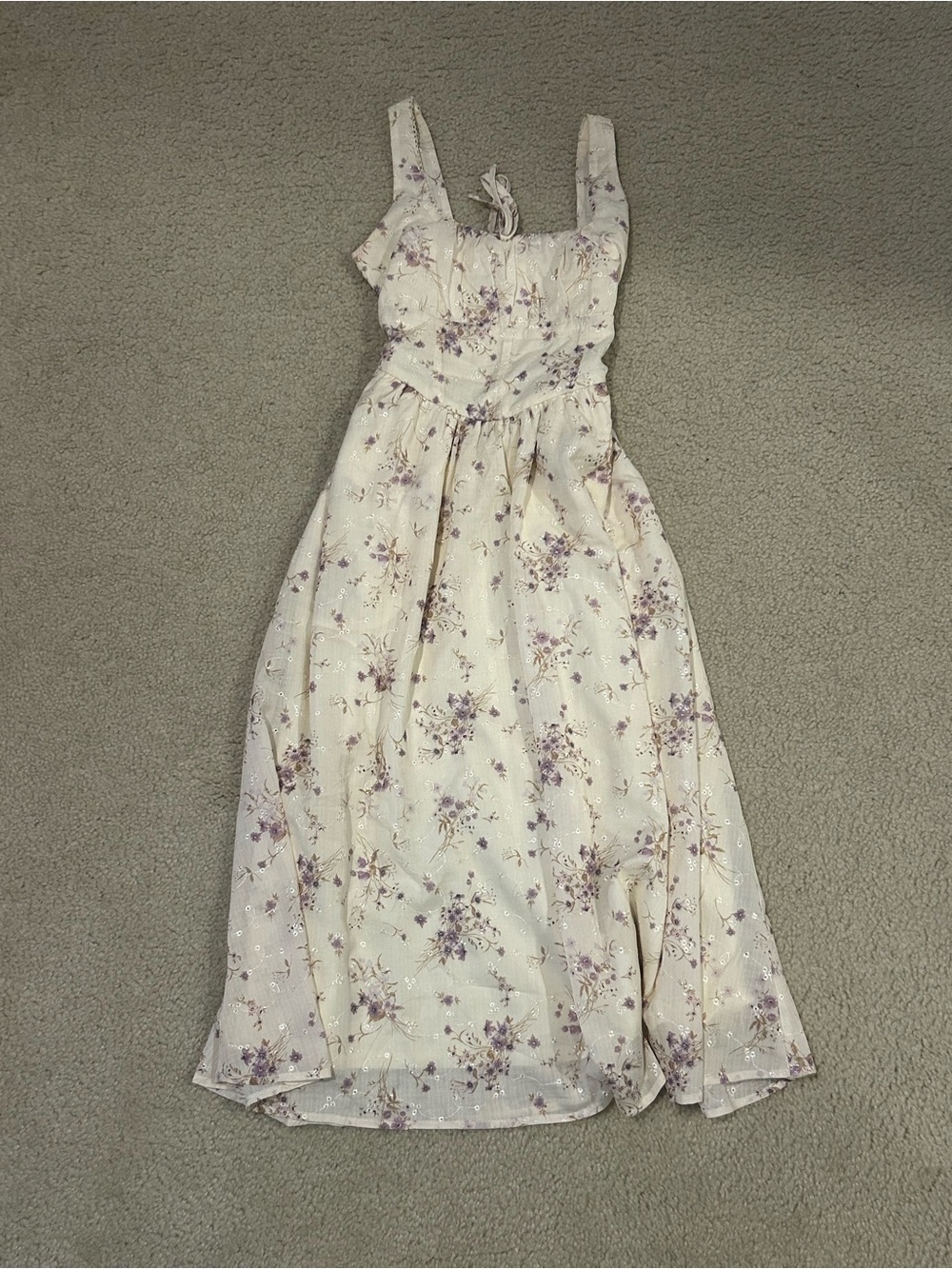 Jessica Simpson Cream Dress with Lilac Floral Print